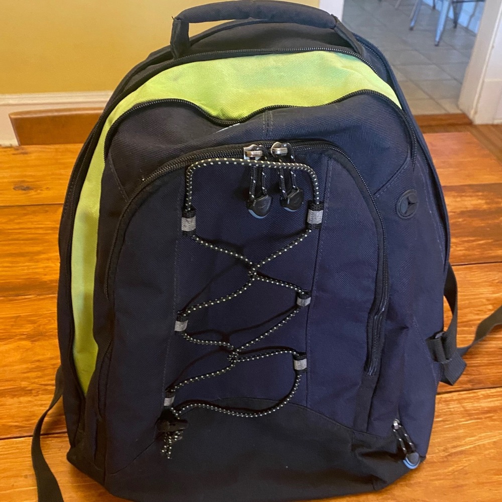Nike Backpack Unisex Large Navy Blue Lime‎ Green Gorpcore Y2K School Bag 2003